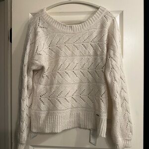 Abercrombie and Fitch White Knit Sweater w open bow back - L